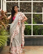 Paisley Print Saree with Ruffles - Image 2